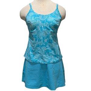 Lands End sz 8 bottom and 10C top blue and white swimsuit